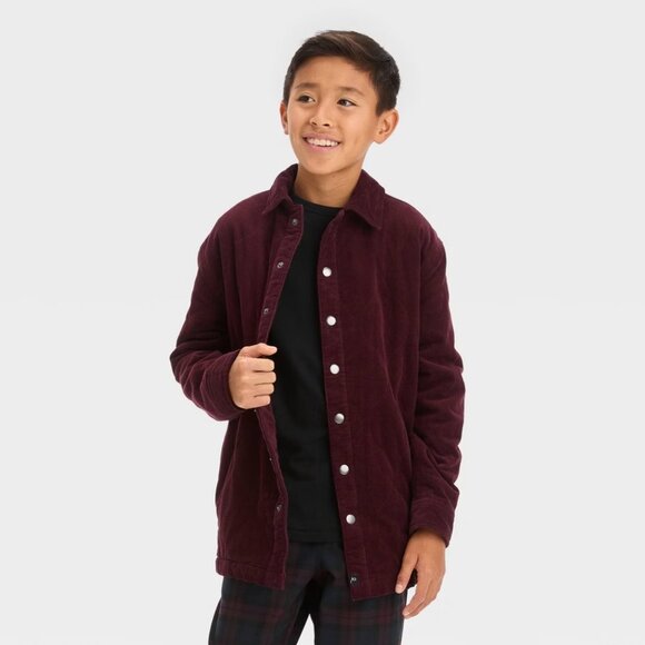 New! Boys' Art Class Quilted Corduroy Jacket / Shacket - Pomegranate Red - Picture 1 of 11